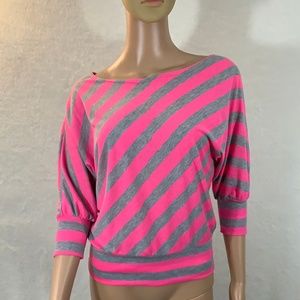 LUNA TICKS top grey pink size s 3/4 sleeve